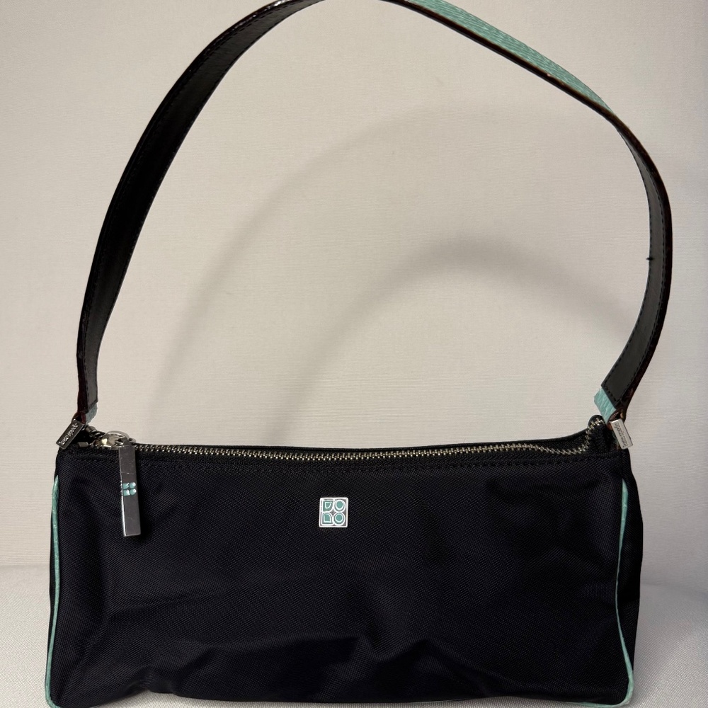 Kate Spade New York Nylon Black/Teal Trim Small Hand Bag